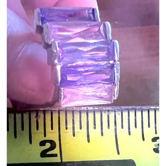 Stunning Sterling Silver 925 Ring With Pink & Purple Gradient Baguette Stones .5 - Picture 10 of 11